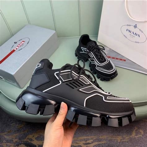 prada cloudbust sneakers black and white|Prada cloudbust fabric sneakers.